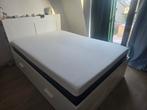 Bed met matras - Wit, Huis en Inrichting, Ophalen, Verstelbaar, Wit, Tweepersoons