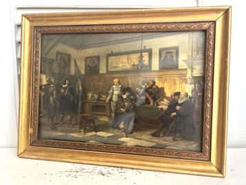Vintage schilderijtje prent in verguld lijstje beschikbaar voor biedingen