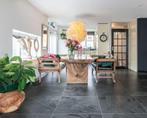 Suar eettafel 2 teakhouten banken capiz schelpenlamp Bali, Huis en Inrichting, Tafels | Eettafels, Ophalen, 200 cm of meer, 50 tot 100 cm