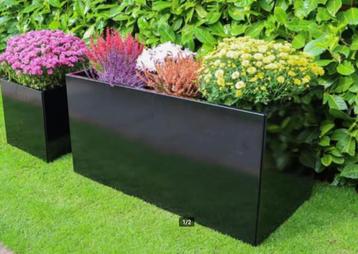 Plantenbak Zwart Verzinkt Staal 60 x 60 x 120 cm - Bloembak beschikbaar voor biedingen