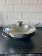 Demeyere Apollo 7 - Wok - 32 cm - met glazen deksel, Huis en Inrichting, Keuken | Potten en Pannen, Ophalen, Inductieplaat, Zo goed als nieuw