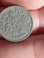 Engeland, 6 pence 1955, zilver (19), Postzegels en Munten, Munten | Europa | Niet-Euromunten, Zilver, Ophalen of Verzenden, Overige landen