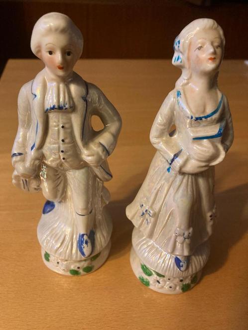 2 Vintage barok beeldjes Victoriaans stel Mozart  18 cm, Antiek en Kunst, Antiek | Porselein, Ophalen of Verzenden