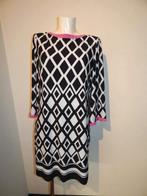 Joseph Ribkoff mooie stretch jurk zwart wit roze accenten42