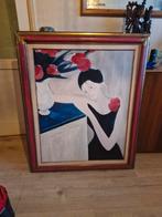 Schilderij met vrouw en bloemen, Ophalen