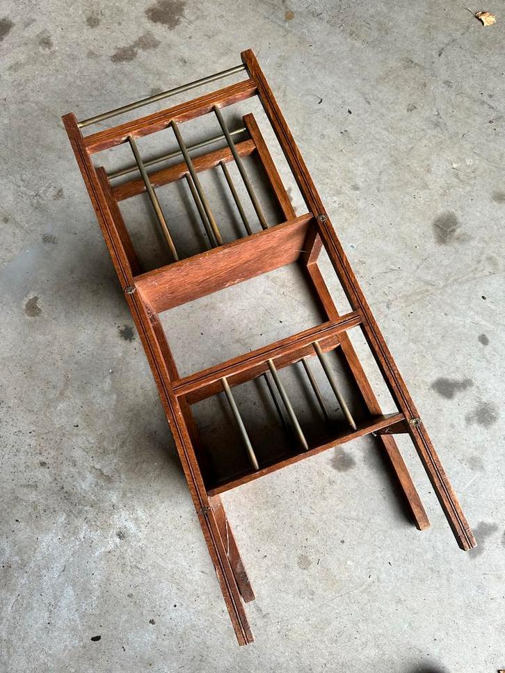 Vintage Tijdschriftenrek met bronzen spijlen, Huis en Inrichting, Woonaccessoires | Krantenbakken en Lectuurbakken, Gebruikt, Ophalen