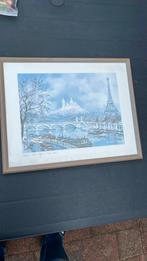 Aquarelle Paris - Tour Eiffel schilderij Signatuur Maurice, Ophalen of Verzenden, Schilderij, Minder dan 50 cm