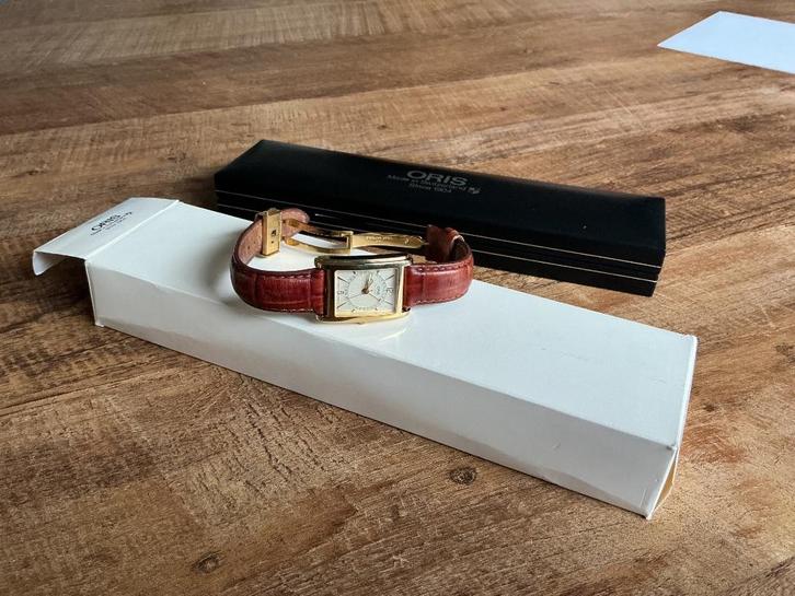 Oris Rectangular B7460, Sieraden, Tassen en Uiterlijk, Horloges | Heren, Gebruikt, Polshorloge, Overige merken, Staal, Leer, Ophalen of Verzenden