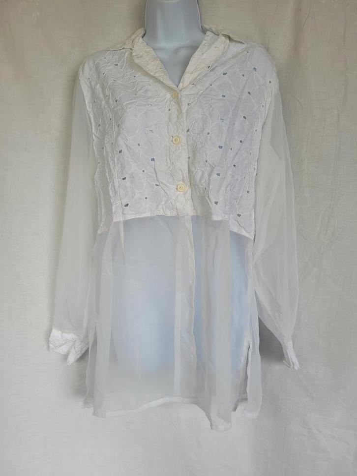 Gave witte blouse broderie en gaas mt M/L merk Alma Mater, Kleding | Dames, Blouses en Tunieken, Zo goed als nieuw, Maat 38/40 (M)