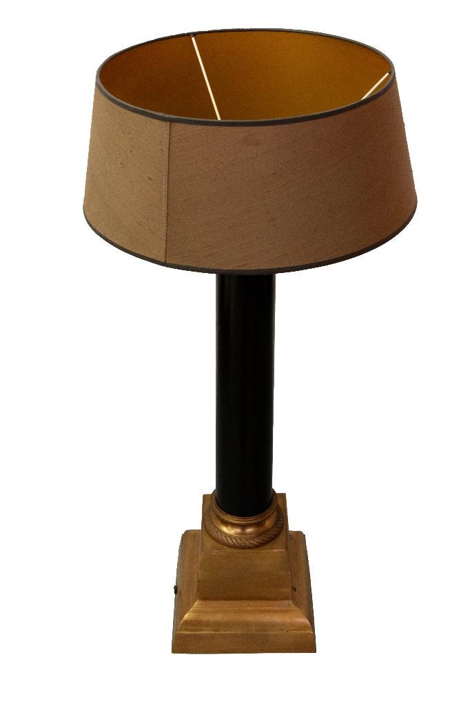 (nr.84) Prachtige staande schemerlamp groot, Huis en Inrichting, Lampen | Tafellampen, Gebruikt, 75 cm of meer, Hout, Metaal, Stof