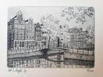 Brouwersgracht Amsterdam 50/100 - Kunstenaar: Michiel Schrij, Antiek en Kunst, Kunst | Etsen en Gravures, Ophalen of Verzenden