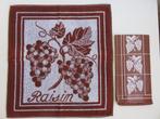 Vintage Jorzolino bruine handdoek en theedoek met druiven, Huis en Inrichting, Ophalen of Verzenden, Zo goed als nieuw, Bruin