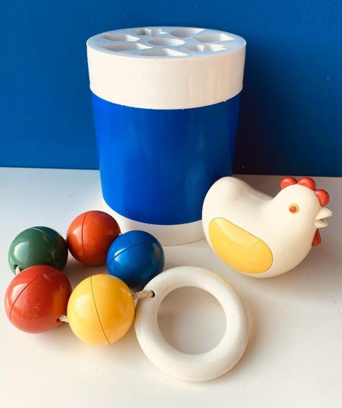 Vintage Ambi Toys Vormenton rammelaar & (fluit)kip, Kinderen en Baby's, Speelgoed | Babyspeelgoed, Gebruikt, Overige typen, Met geluid