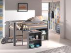 Pino halfhoogslaper met uitschuifbureau - Grijs, Niet ingevuld, Niet ingevuld, Nieuw, Ophalen of Verzenden