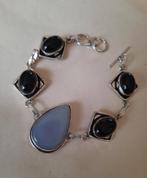 Chalcedoon Onyx Armband (925 zilver), Nieuw, Blauw, Met edelsteen, Ophalen of Verzenden