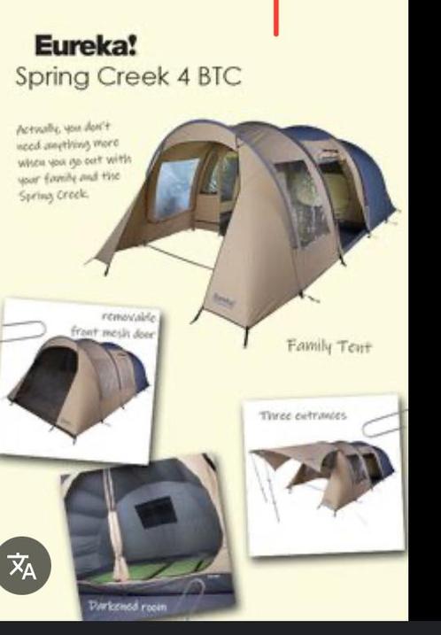 Eureka tunneltent Spring Creek 4 BTC met Spatz parawing tarp, Caravans en Kamperen, Tenten, tot en met 4, Zo goed als nieuw, Ophalen