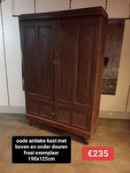 Antieke oude kast met boven en onder deuren 190x125cm €235, Antiek en Kunst, Antiek | Meubels | Kasten, Ophalen