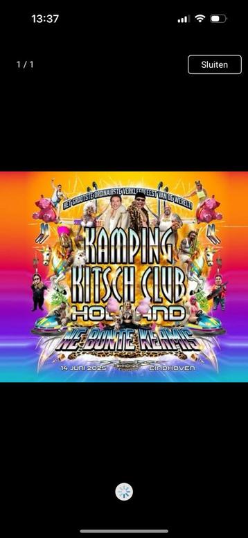 Kamping kitsch club holland 1 kaartje beschikbaar voor biedingen