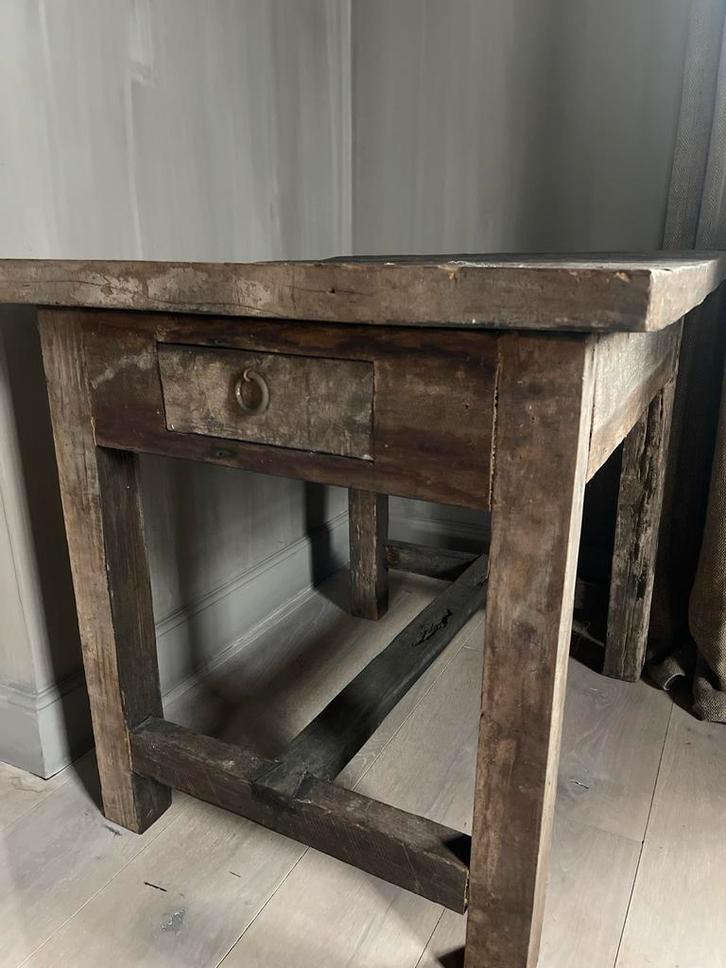 Stoere houten bijzettafel - Old Farm Collectie, Huis en Inrichting, Tafels | Sidetables, Nieuw, 75 cm of meer, 50 tot 100 cm, Rechthoekig