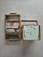 Vintage Houten Dienblad & Flessenhouder, Huis en Inrichting, Minder dan 50 cm, Gebruikt, Teakhout, Minder dan 50 cm