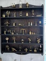 Messing voorwerpjes in houten houder, Antiek en Kunst, Antiek | Kandelaars, Verzenden, Overige materialen