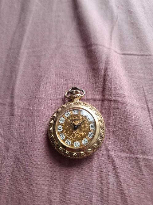 Verguld Zakhorloge met Ornamenten, Sieraden, Tassen en Uiterlijk, Horloges | Antiek, Zakhorloge, Overige merken, Overige materialen