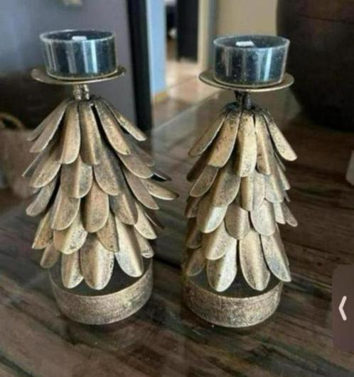 2 mooie metalen kerstboom waxinelicht houders ZGAN, Diversen, Kerst, Zo goed als nieuw, Ophalen of Verzenden