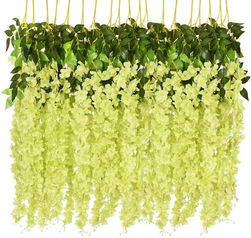 12x Groene Wisteria Kunst Hangplant Kunstplant Wijnstok, Huis en Inrichting, Woonaccessoires | Kunstplanten en Kunstbloemen, Nieuw