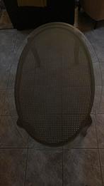 Donker met manoux inleg en glasplaat, Huis en Inrichting, Tafels | Salontafels, Ophalen, 50 tot 100 cm, Zo goed als nieuw, Minder dan 50 cm