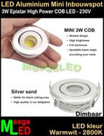 LED MINI Inbouwspot Plafondspot COB 3W warmwit - M10 Dimbaar, LEDinbouwspot, Led, Metaal of Aluminium, Nieuw
