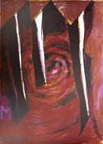 Lithografie José Niebla, abstract rood-paars compositie ca., Antiek en Kunst, Ophalen of Verzenden