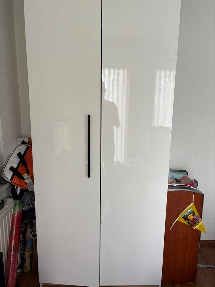 Ikea PAX kast met 2 hoogglans wit deuren., Huis en Inrichting, Kasten | Kledingkasten, Gebruikt, 200 cm of meer, 50 tot 100 cm