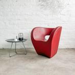 Moroso - Victoria and Albert fauteuil - donkerrood leer, Gebruikt, Verzenden, Minder dan 75 cm, Leer