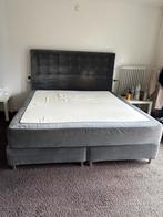 Grijze boxspring, Ophalen, Gebruikt, Tweepersoons, 180 cm