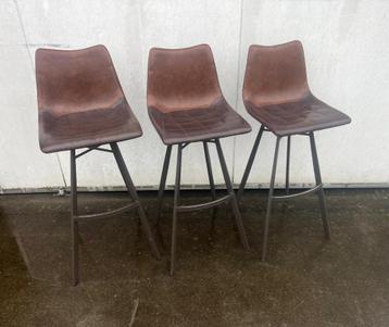 3 stuks horeca barkrukken cafe bar mancave kunstleder bruin beschikbaar voor biedingen