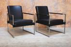 ZGAN! 2 zwarte leren Bert Plantagie Clark design fauteuils, Design, Bert plantagie, 75 tot 100 cm, Ophalen of Verzenden
