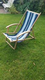 Vintage Strandstoel - Zo goed als nieuw!, Ophalen, Hout, Blauw, Vintage