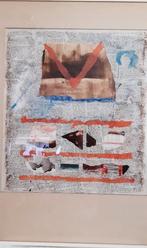 Collage van Titia Eggen 1985. V met Hebreeuwse tekst., Ophalen, Gebruikt, 50 tot 75 cm