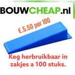Leveling tegelsysteem clips €.3.80 per 100 stuks, Ophalen of Verzenden, Nieuw