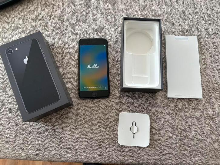 iPhone 8, 64GB, 100% batterijpercentage incl toebehoren, Telecommunicatie, Mobiele telefoons | Apple iPhone, Zo goed als nieuw