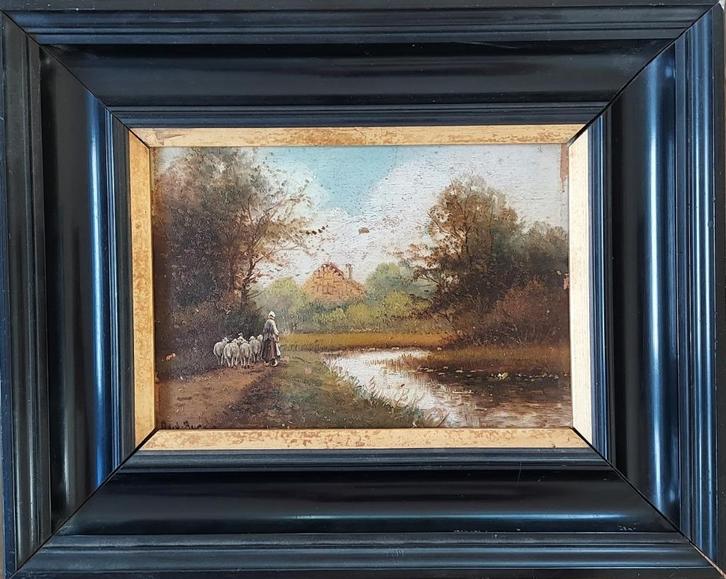schilderij Hollands tafereel met schapen, Antiek en Kunst, Kunst | Schilderijen | Klassiek, Ophalen
