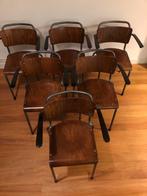 6 Gispen Delft stoelen vintage dutch design, Ophalen, Bruin, Retro vintage dutch design, Zo goed als nieuw