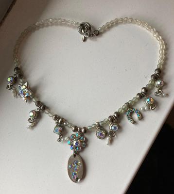 Vintage retro glaskralen strass ketting costume jewelry boho beschikbaar voor biedingen