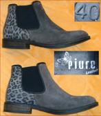 PIURE grijs/beige leren enkellaarzen maat 40 zgan, PIURE, Beige, Lage of Enkellaarzen, Ophalen of Verzenden