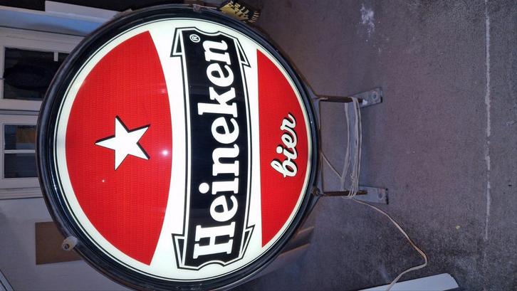 Werkende oude Heineken lichtbak rood/wit, Verzamelen, Automaten | Overige, Gebruikt, Ophalen