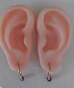 14 karaat creolen met amethyst, Verzenden, Zo goed als nieuw, Met edelsteen, Knopjes of Stekers