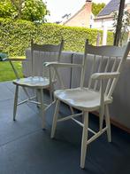 2x houten stoel met armleuning, Huis en Inrichting, Stoelen, Ophalen, Twee, Wit, Zo goed als nieuw