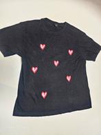 Zwart Monki T-shirt met Hartjes - Maat M, Maat 38/40 (M), Zwart, Ophalen of Verzenden, Zo goed als nieuw