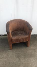 8 stuks horeca fauteuils microleder donker bruin vintage, 75 tot 100 cm, Gebruikt, 75 tot 100 cm, Hout