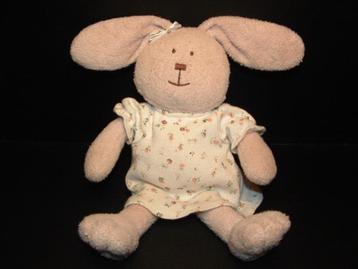 TEDDYKOMPANIET KONIJN FANNY ZACHTE BADSTOF BEIGE MET BRUIN  beschikbaar voor biedingen